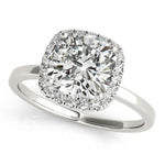 1 ct tw Halo Princess & Cushion Cut Engagement Ring with F Color VS Clarity GIA Certified Diamond