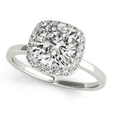 1 ct tw Halo Princess & Cushion Cut Engagement Ring with F Color VS Clarity GIA Certified Diamond