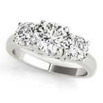 1 ct tw Three Stone  Round Engagement Ring with F Color VS Clarity GIA Certified Diamond