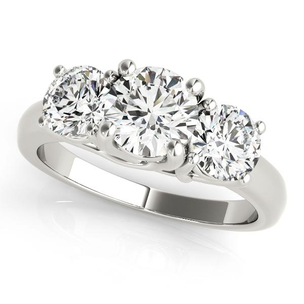 1 ct tw Three Stone  Round Engagement Ring with F Color VS Clarity GIA Certified Diamond