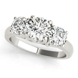 1 ct tw Three Stone  Round Engagement Ring with F Color VS Clarity GIA Certified Diamond