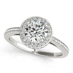 1 1/2 ct tw Halo Round Engagement Ring with F Color VS Clarity GIA Certified Diamond