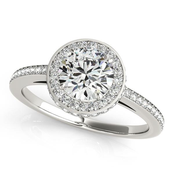 1 1/2 ct tw Halo Round Engagement Ring with F Color VS Clarity GIA Certified Diamond