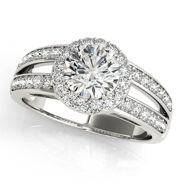 1 1/2 ct tw Halo Round Engagement Ring with F Color VS Clarity GIA Certified Diamond