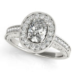 1/3 ct tw Halo Oval Color  Stone  Oval Cut Engagement Ring with F Color VS Clarity GIA Certified Diamond
