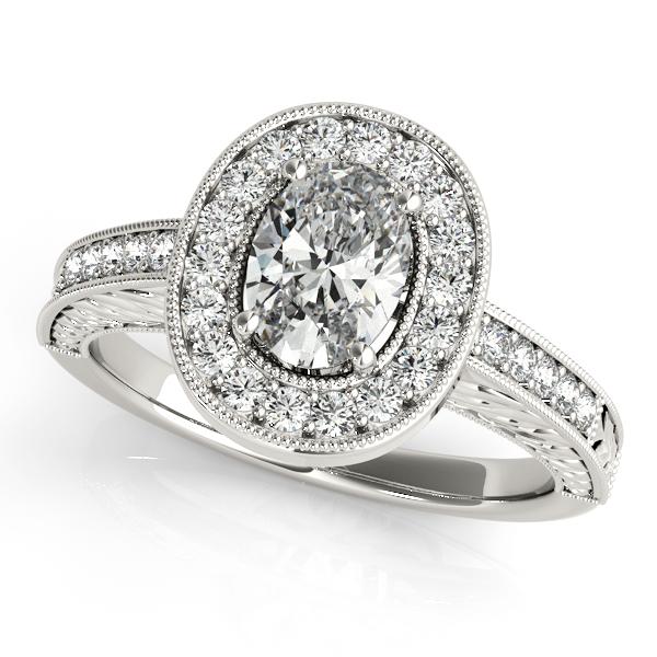 1/3 ct tw Halo Oval Color  Stone  Oval Cut Engagement Ring with F Color VS Clarity GIA Certified Diamond