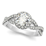 1 1/2 ct tw Halo Round Signature Bridal  Engagement Ring with F Color VS Clarity GIA Certified Diamond