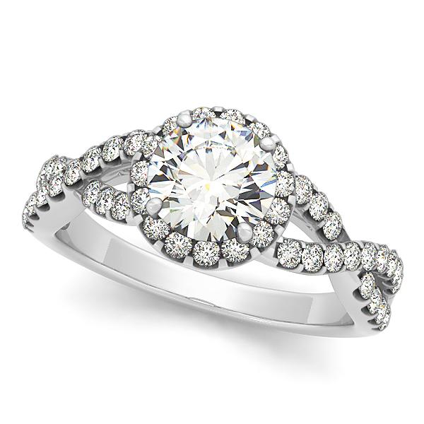 1 1/2 ct tw Halo Round Signature Bridal  Engagement Ring with F Color VS Clarity GIA Certified Diamond