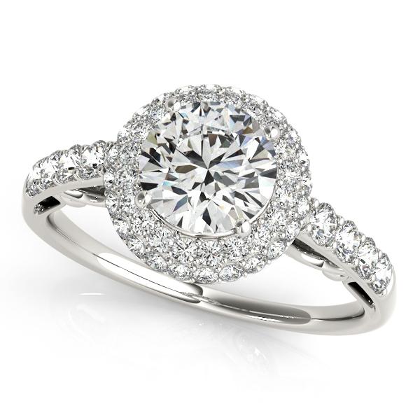 1 1/2 ct tw Halo Round  Engagement Ring with F Color VS Clarity GIA Certified Diamond